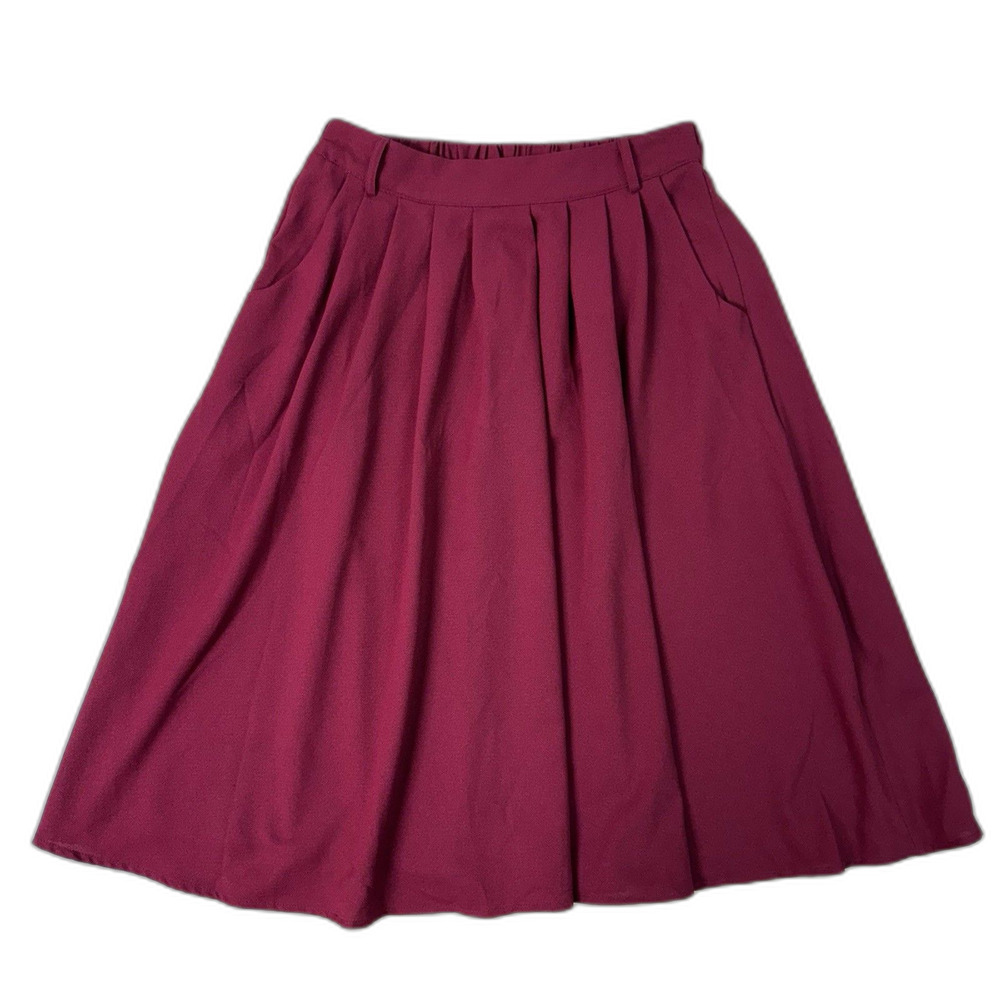 ModCloth Breathtaking Tiger Lilies Midi Skirt Deep Red Small
